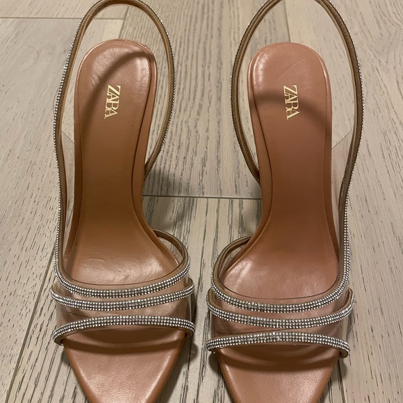 Zara Tan Heels with Sparkling Straps - Picture 2 of 5